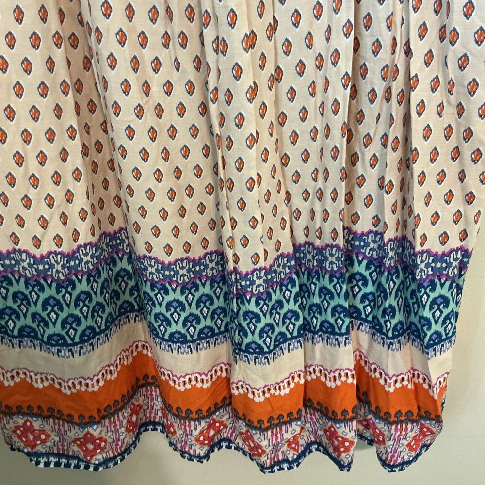Reborn J Dress Womens 1XL Geometric Boho Vneck 3/4 Bell Sleeve Midi Multicolor - Picture 4 of 9
